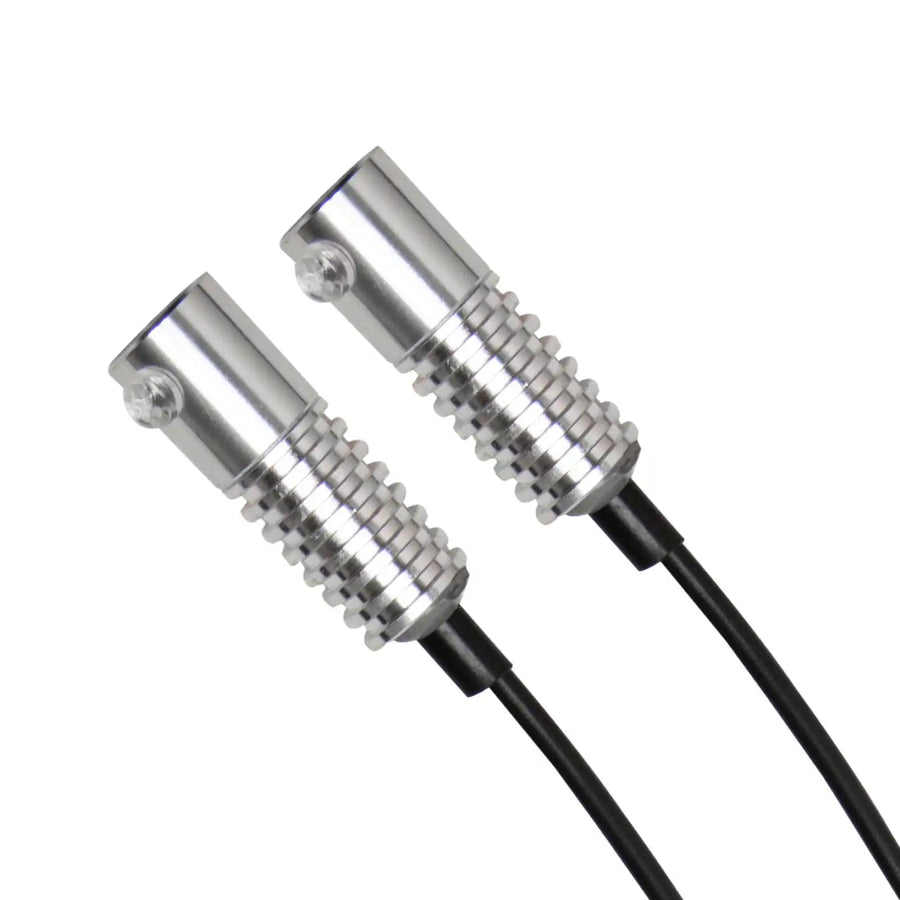 Close-up on two Fiber Optic LED Light Heads.