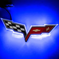 2005-2013 Chevrolet C6 Corvette Illuminated Emblem with blue LEDs.