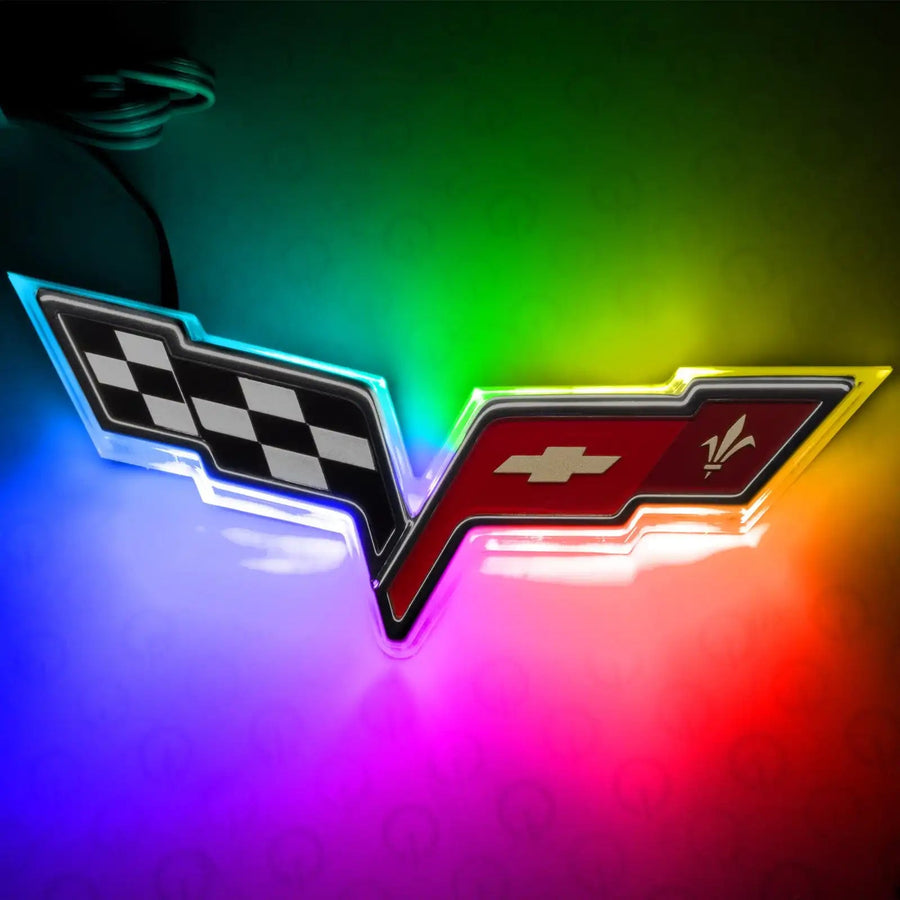 2005-2013 Chevrolet C6 Corvette Illuminated Emblem with ColorSHIFT LEDs.