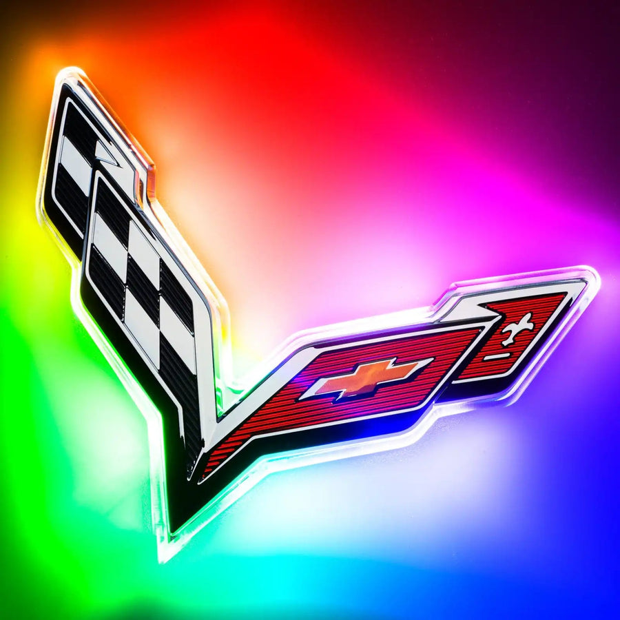 2014-2019 Chevrolet C7 Corvette Rear Illuminated Emblem with ColorSHIFT LEDs.