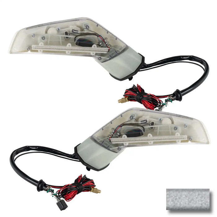 2005-2013 Chevrolet C6 Corvette Concept LED Side Mirrors with silver paint swatch.