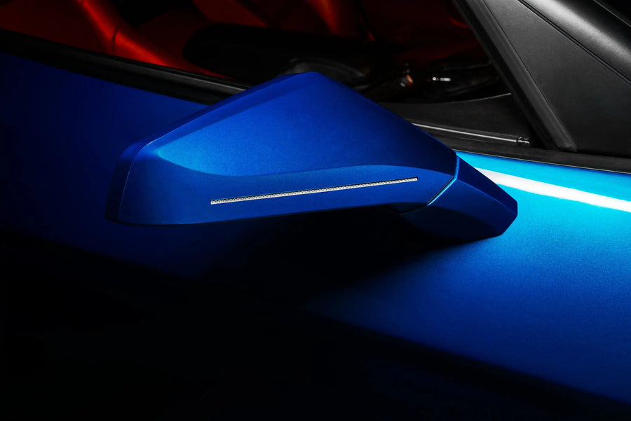 Close-up of Concept LED Side Mirror installed on C6 Corvette.