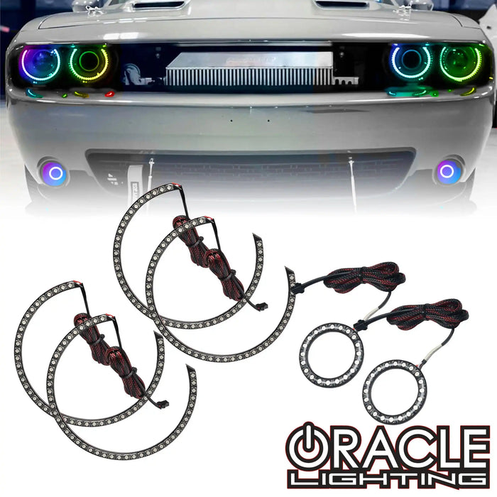 2015-2023 Dodge Challenger Dynamic ColorSHIFT Surface Mount Headlight & Fog Light Halo Kit - Combo