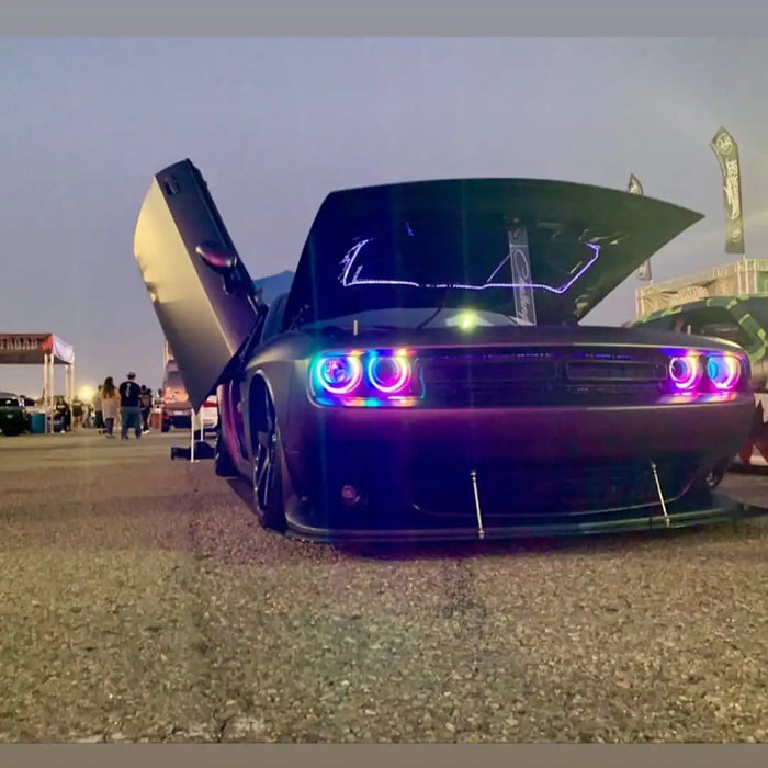 Dodge Challenger with Dynamic ColorSHIFT halos.