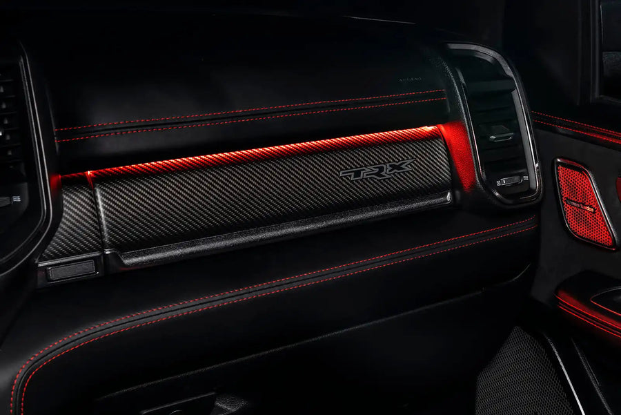 TRX interior dashboard with red LED lighting