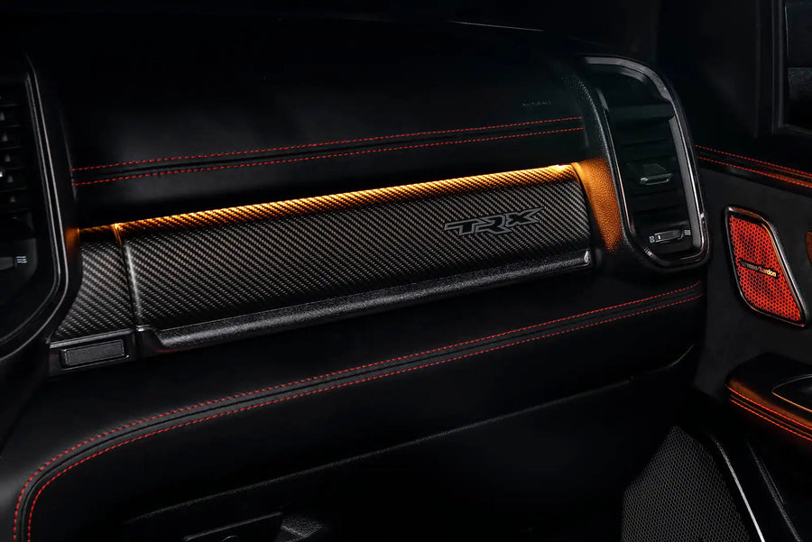 TRX interior dashboard with amber LED lighting