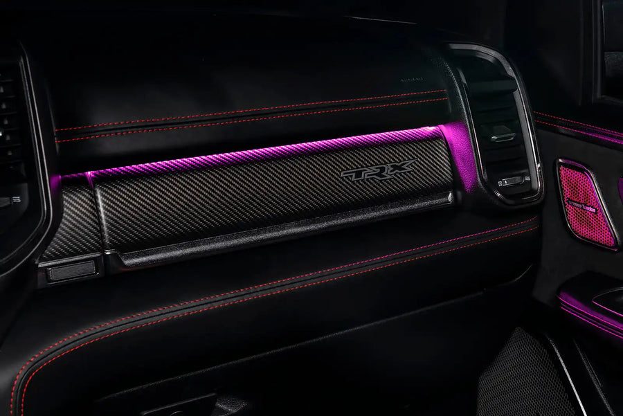 TRX interior dashboard with pink LED lighting