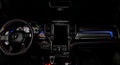 View of a RAM TRX dashboard from the backseat with blue LED ambient lighting kit.