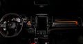 View of a RAM TRX dashboard from the backseat with amber LED ambient lighting kit.