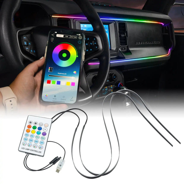 2021-2026 Ford Bronco Dynamic ColorSHIFT LED Dash Kit - USB Plug & Play Interior Lighting