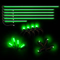 Dynamic ColorSHIFT 18-Piece Universal LED Interior Kit - Bluetooth Multi-Zone Lighting with green light strips and connectors.
