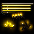 Dynamic ColorSHIFT 18-Piece Universal LED Interior Kit - Bluetooth Multi-Zone Lighting with yellow LED lights and strips.