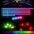 Dynamic ColorSHIFT 18-Piece Universal LED Interior Kit - Bluetooth Multi-Zone Lighting with colorful LED strips and lights.