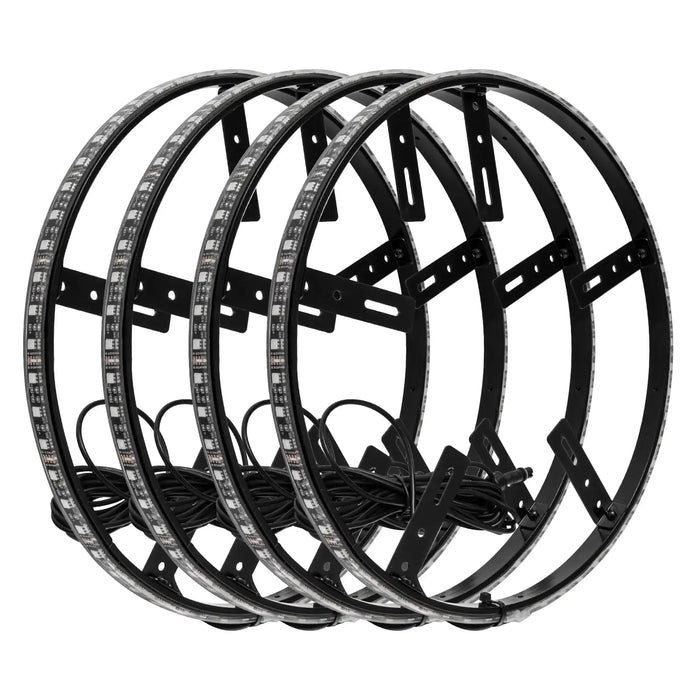Angled view of LED Illuminated Wheel Rings.