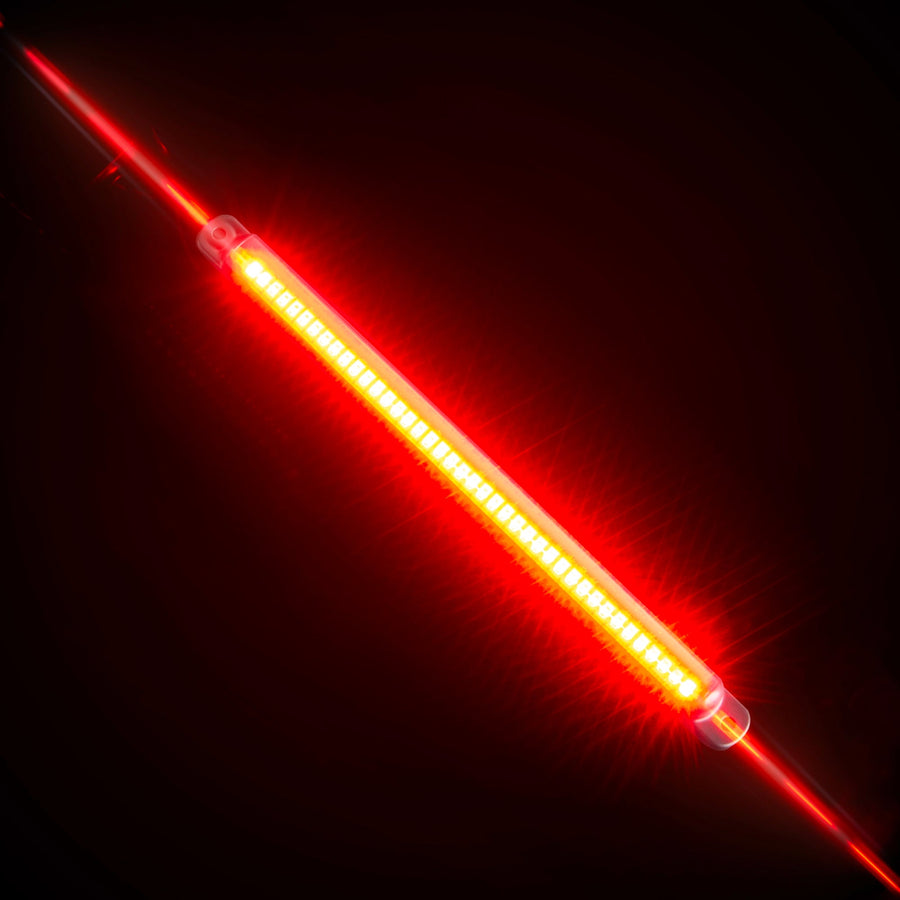 Linear Universal LED 3rd Brake Light (CHMSL) Module - Red illuminated against a dark background.