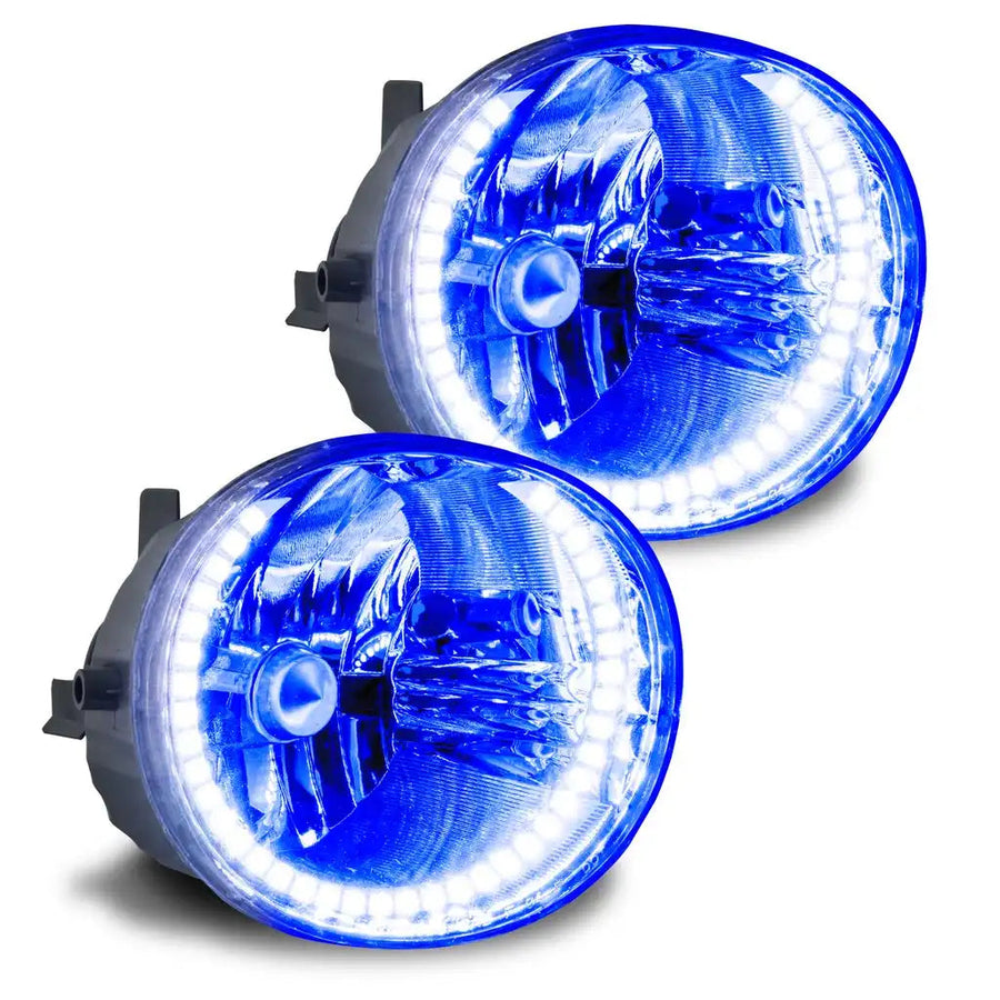 Toyota 4-Runner fog lights with blue halo rings.