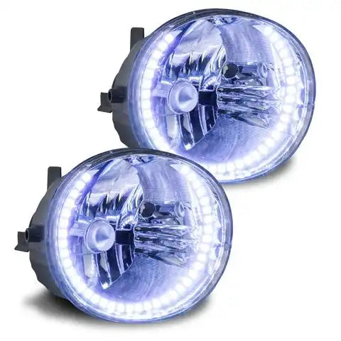 Toyota 4-Runner fog lights with white halo rings.