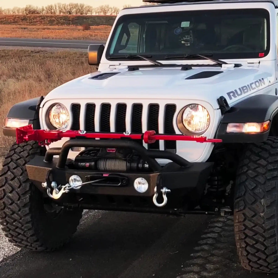 White Jeep with DRL LED upgrade installed