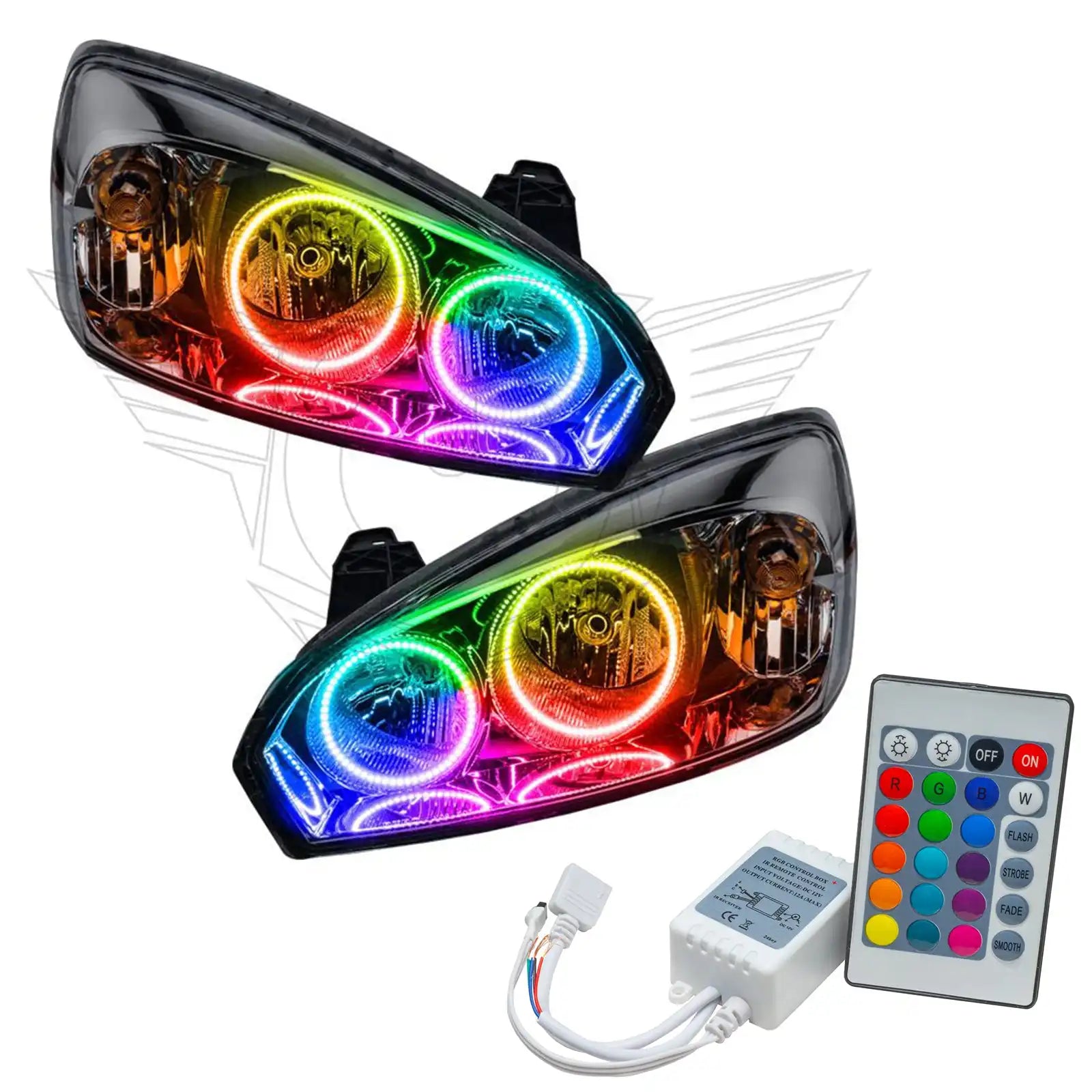 ORACLE Lighting 2004-2007 Chevrolet Malibu Pre-Assembled Halo Headlights -  SMD / ColorSHIFT - w/Simple Controller, image size:1600x1600