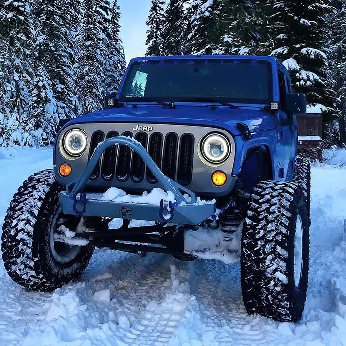 2007-2018 Jeep Wrangler JK Switchback LED Halo Headlights- DRL and Turn Signal