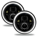 7" High Powered LED Headlights with white LED halo rings.
