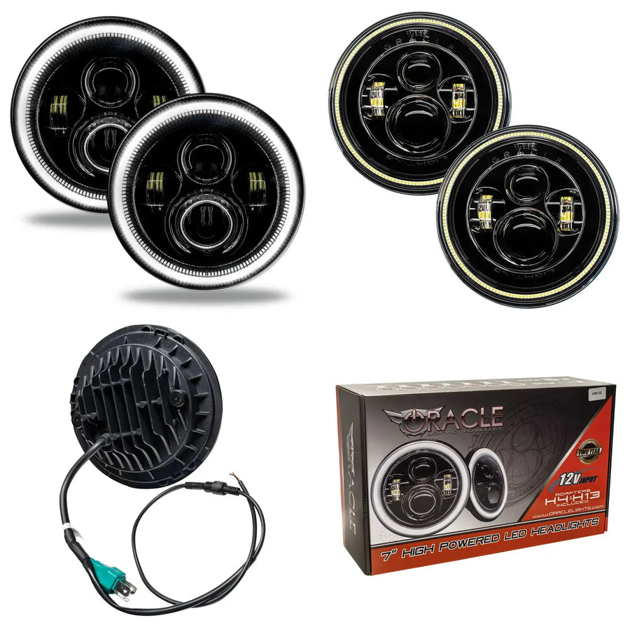 7" High Powered LED Headlights - Black Bezel - White | ORACLE Outlet | GRADE B
