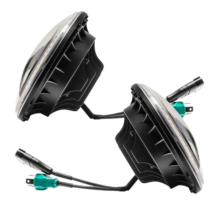 Side view of 2007-2018 Jeep Wrangler JK Switchback LED Halo Headlights- DRL and Turn Signal