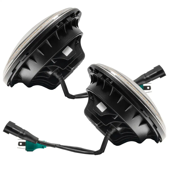 Rear view of 2007-2018 Jeep Wrangler JK Switchback LED Halo Headlights- DRL and Turn Signal