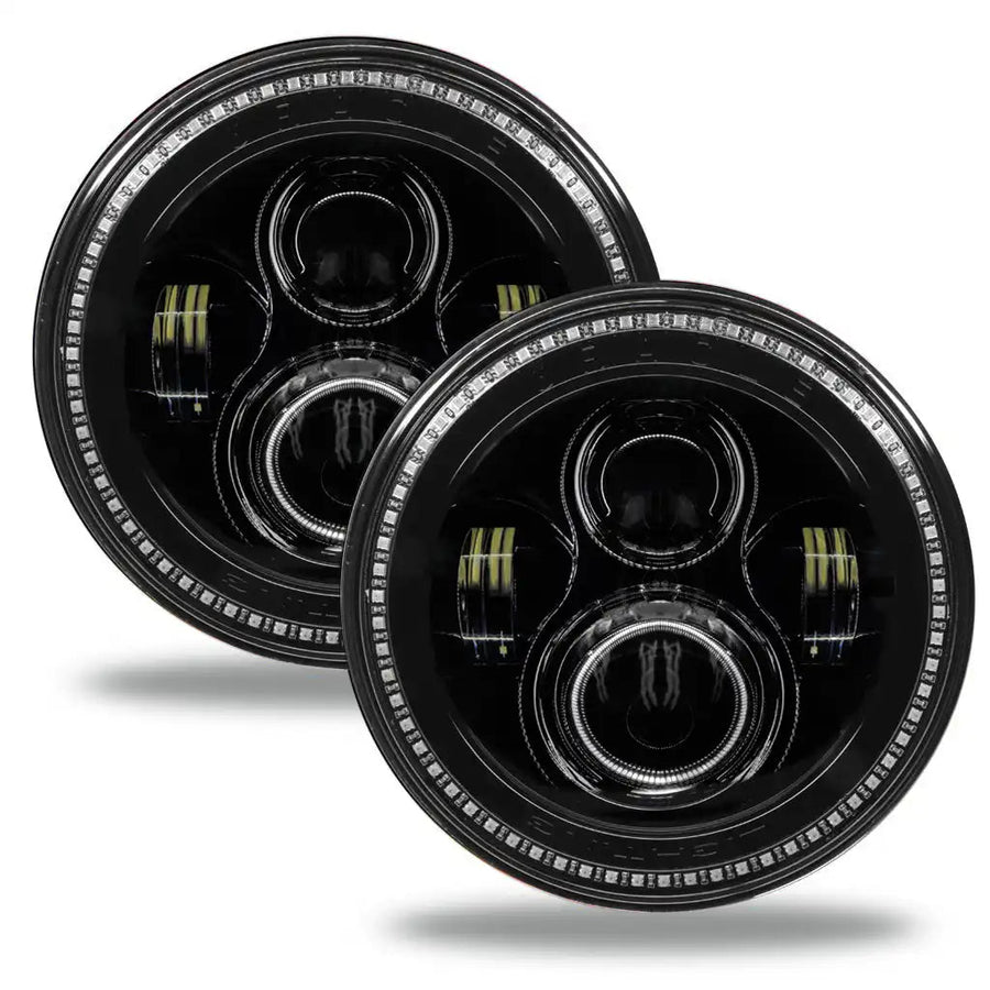 7" high powered halo headlights turned off
