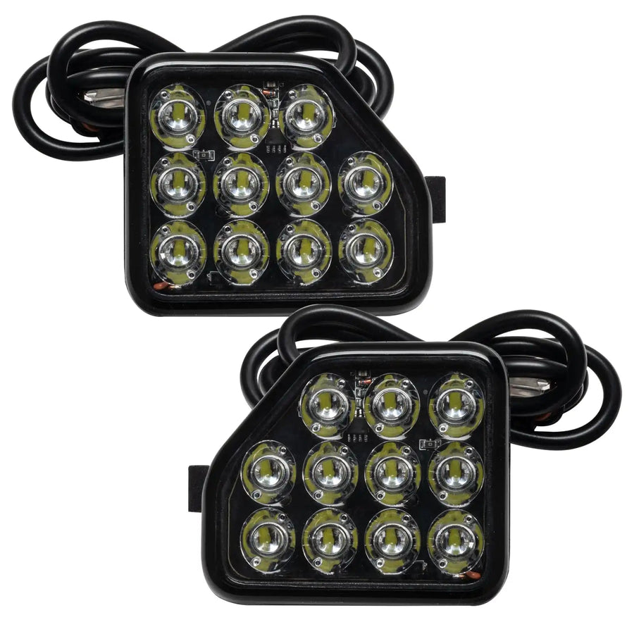 Front view of Jeep Wrangler rear bumper LED reverse lights