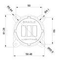 Diagram of 60mm 15W Low Beam LED Emitter Module with measurements.