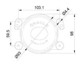 Diagram of 100mm 20W Driving Beam LED Emitter with measurements.