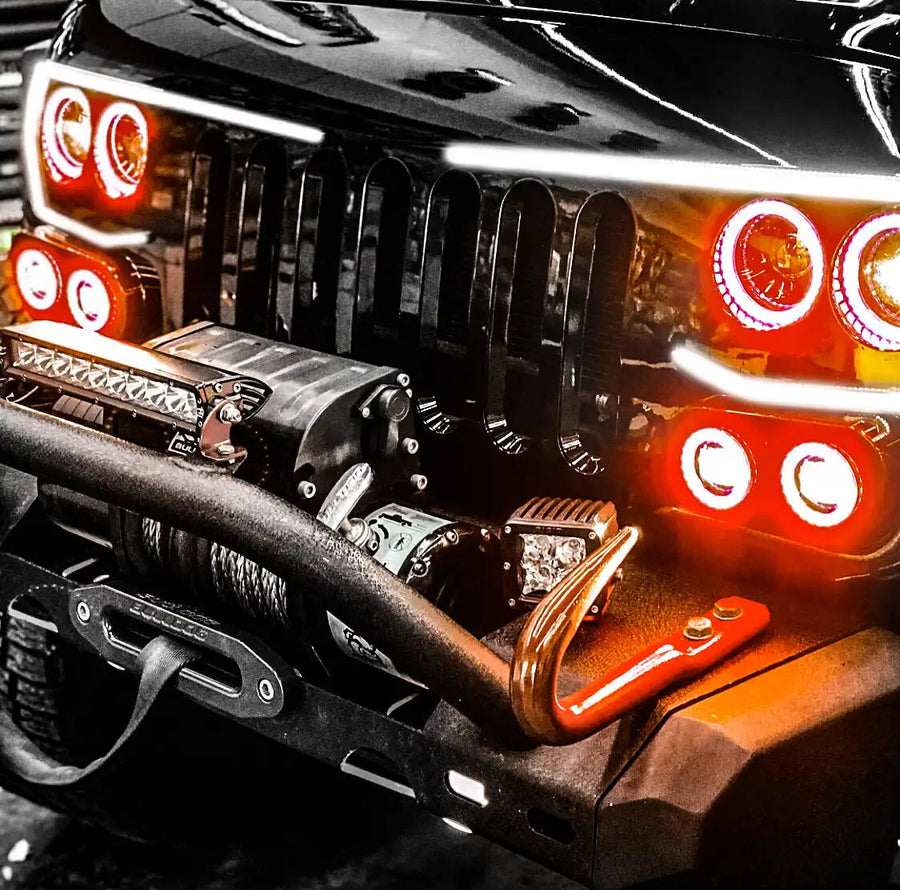 Vector™ Series Grill LED Halo Kit with amber halos.