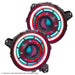 Front view of Oculus Headlights with red outer halo, and cyan inner halo.
