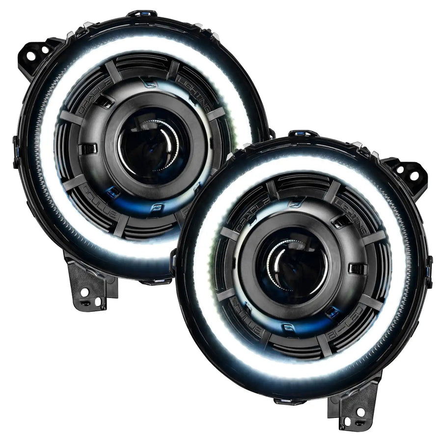 Front view of Oculus Headlights with white outer halo ring.