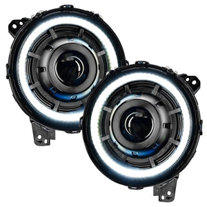 Front view of Oculus Headlights with white outer halo ring.