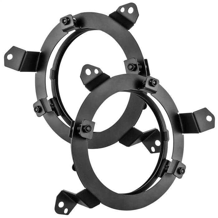 Rear view of 2018-2024 Jeep Wrangler JL Adjustable 7” Headlight Brackets (Pair)