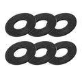 6 Washers arranged on white background