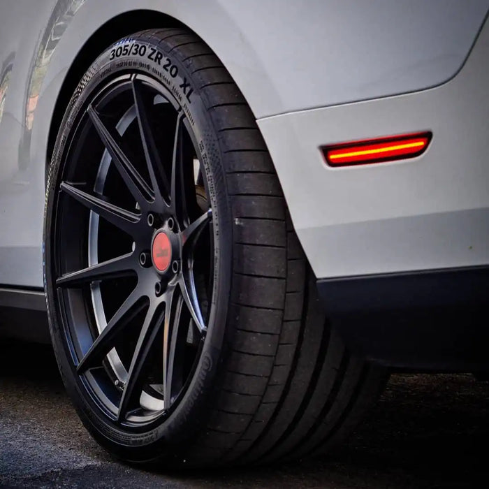 Close-up of a Concept Sidemarker installed on a Ford Mustang.
