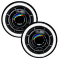 Oculus™ 7" Bi-LED Projector Headlights for Jeep Wrangler JK with white halos.