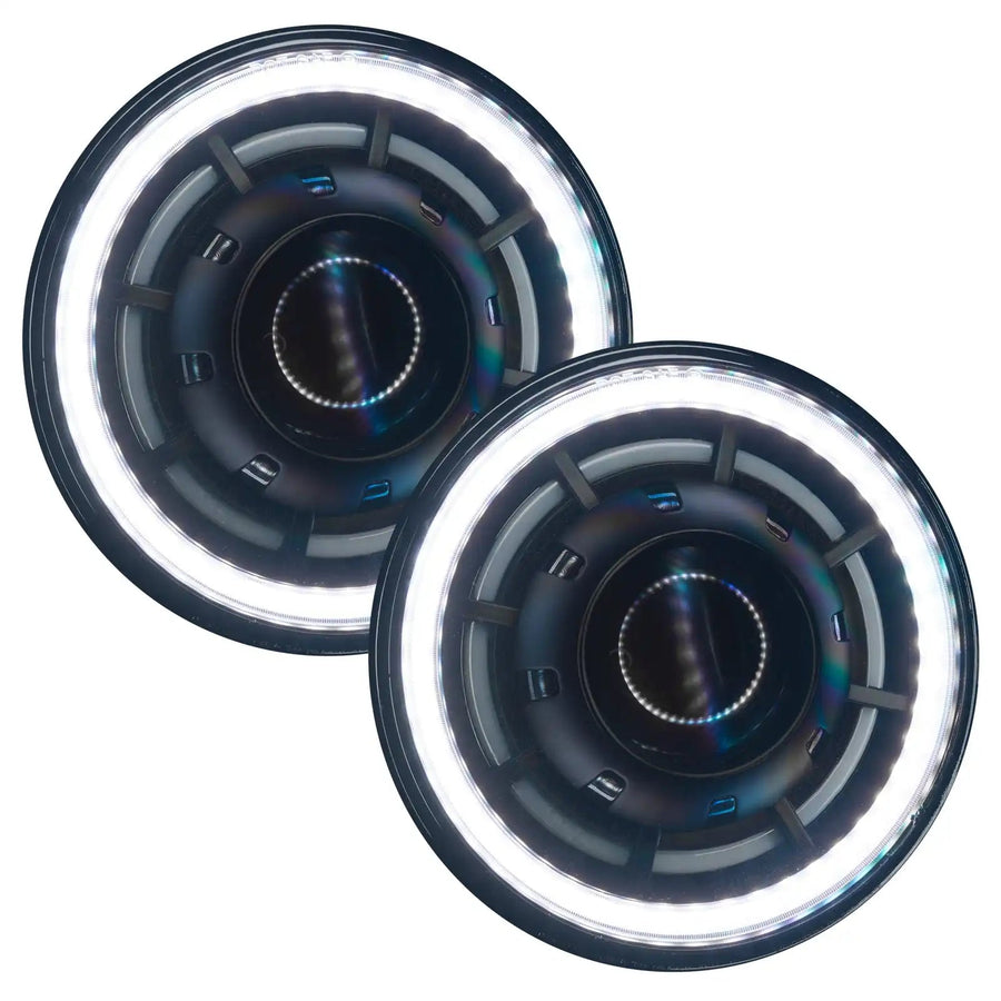 7" Oculus Headlights with white LED outer halo ring.