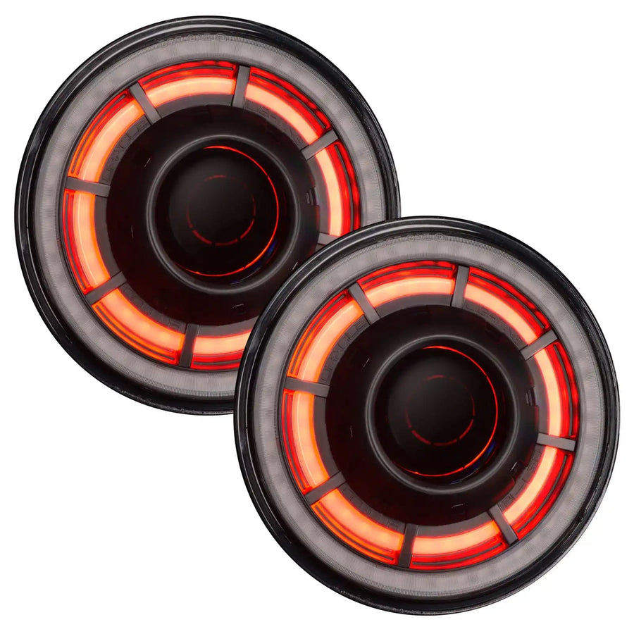 7" Oculus Headlights with red LED inner halo ring.