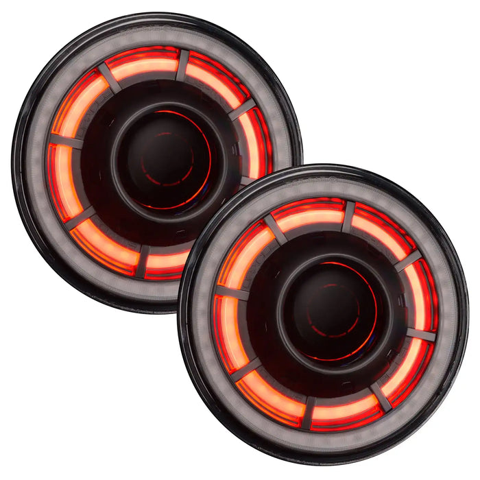 7" Oculus Headlights with red LED inner halo ring.
