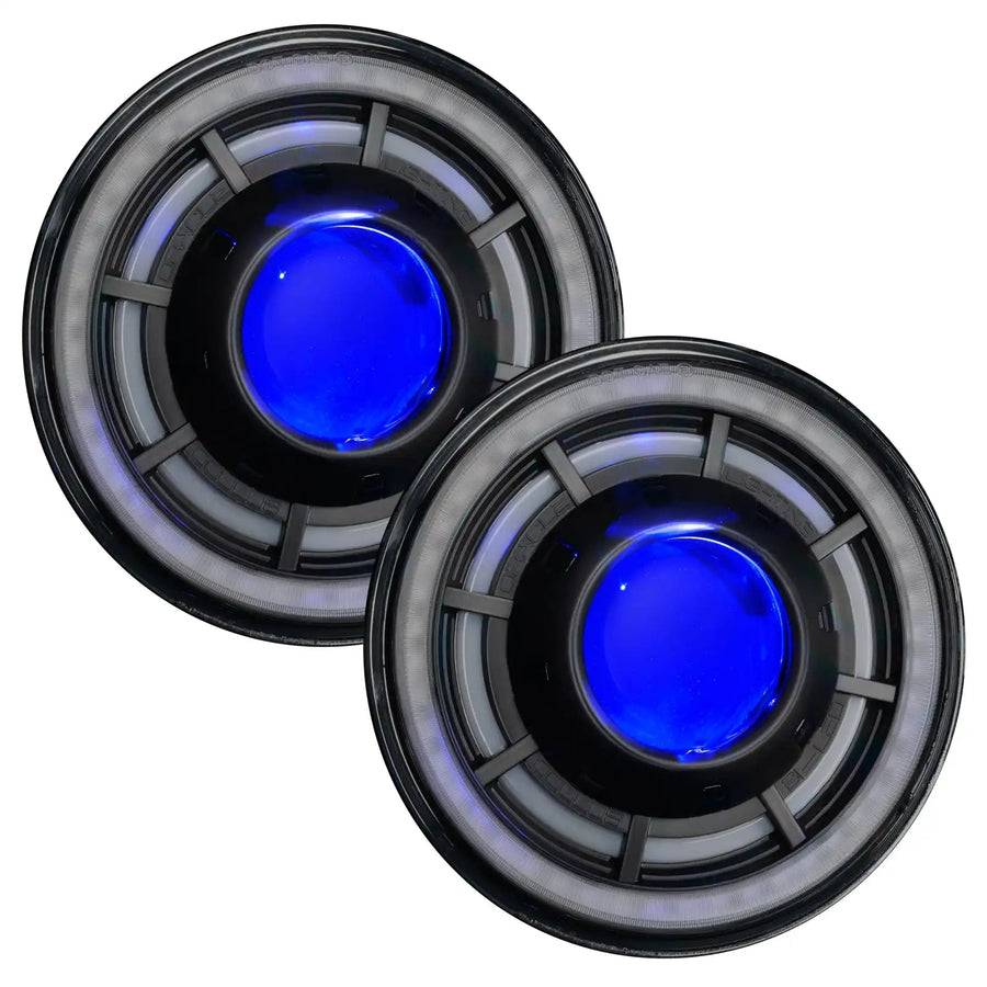 7" Oculus Headlights with blue demon eye projector.