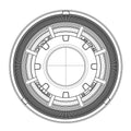 CAD graphic of the front of 7" Oculus Headlights