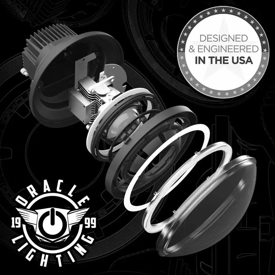 CAD graphic of deconstructed 7" Oculus Switchback Headlights
