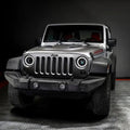 Front view of Jeep Wrangler JK with 7" Oculus Switchback Headlights.