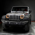 Front view of Jeep Wrangler JK with 7" Oculus Switchback Headlights.