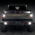 Rear view of a Jeep Gladiator with reverse lights on