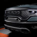 Front end of a RAM TRX with Front Bumper Flush LED Light Bar System installed with white LEDs.
